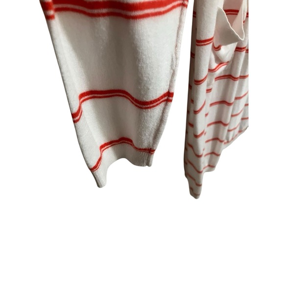 Cabi Stroll Cardigan 5826 Relaxed Duster Sweater White/Red Stripe Pockets Medium - Picture 4 of 8